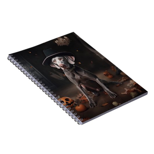 Weimaraner pompoenen Halloween eng Notitieboek (Rechterzijde)