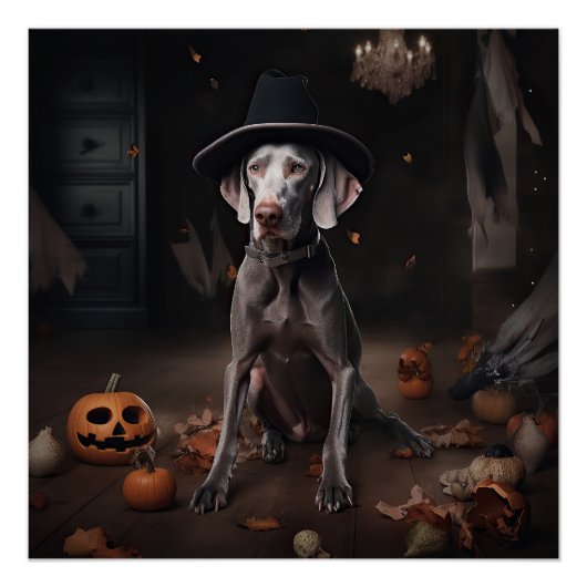 Weimaraner pompoenen Halloween eng Perfect Poster (Voorkant)