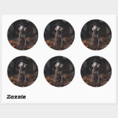 Weimaraner pompoenen Halloween eng Ronde Sticker (Vel)