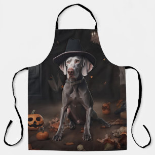 Weimaraner pompoenen Halloween eng Schort