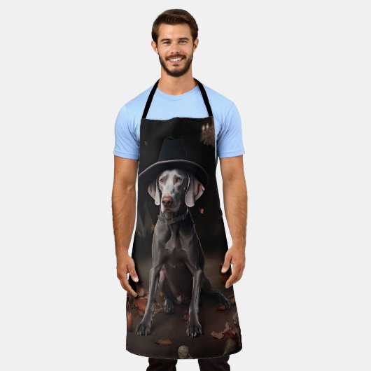 Weimaraner pompoenen Halloween eng Schort (Gedragen)