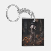 Weimaraner pompoenen Halloween eng Sleutelhanger (Voorkant Links)