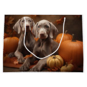 Weimaraner Puppy Herfst Delight Pompoen Groot Cadeauzakje (Voorkant)