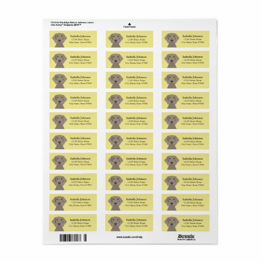 Weimaraner Return Address Labels (Full Sheet)
