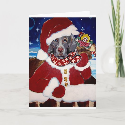 Weimaraner Santa Feestdagen Kaart (Voorkant)