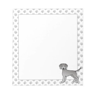 Weimaraner Schattige Cartoon Hond En Pootjes Notitieblok