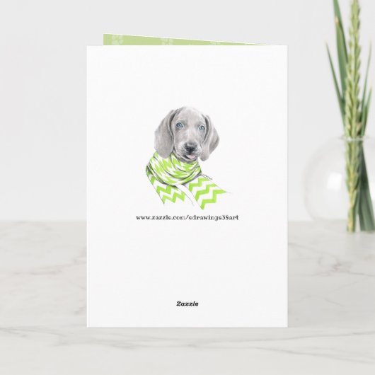 Weimaraner schattige puppy met sjieke Dog-portretk Feestdagen Kaart (Achterkant)