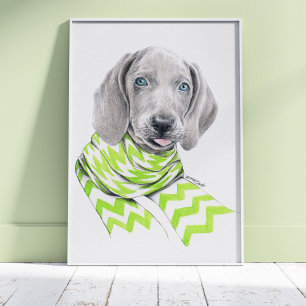 Weimaraner schattige puppy met sjieke Dog-portretk Poster