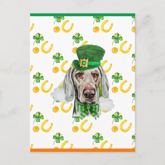 Weimaraner Shamrock St. Patricks Day Feestdagenkaart (Voorkant)