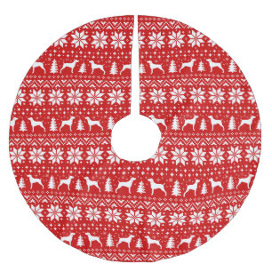 Weimaraner Silhouetten Kerst Patroon Rood Kerstboom Rok