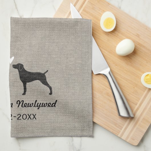 Weimaraner Silhouettes met hart en tekst Theedoek (Quarter Fold)