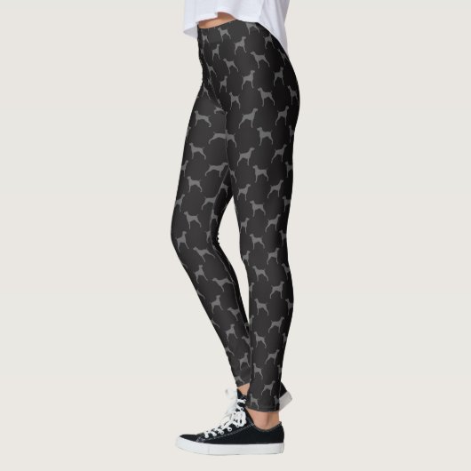 Weimaraner Silhouettes Pattern Grey and Black Leggings (Links)
