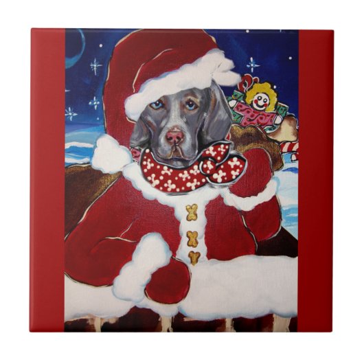 Weimaraner Sinterklaas Tegeltje (Voorkant)