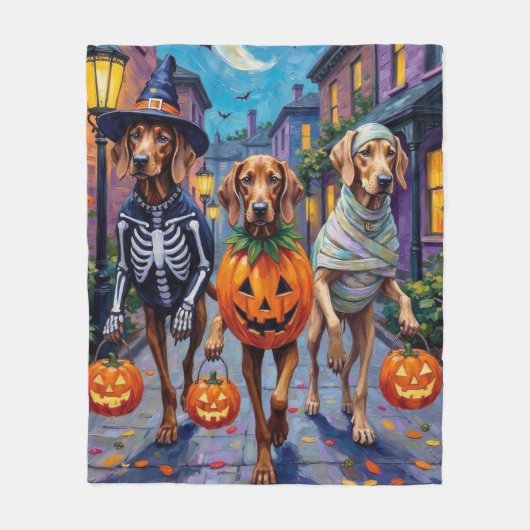 Weimaraner Trick-or-Treating in Halloween Costumes Fleece Deken (Voorkant)