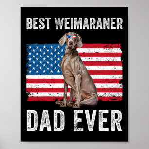 Weimaraner Vader Amerikaanse Vlag Hond Liefhebber Poster