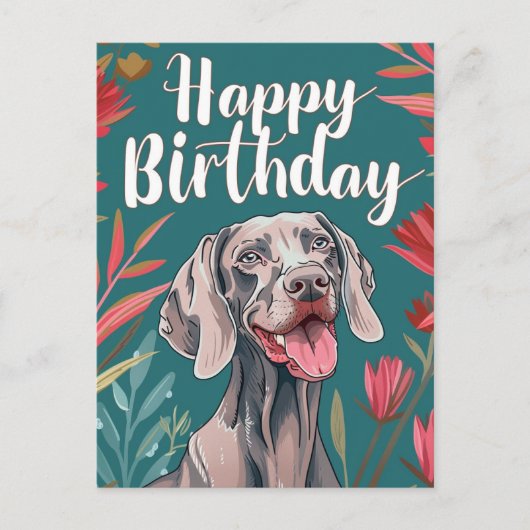 Weimaraner Verjaardag Briefkaart (Voorkant)