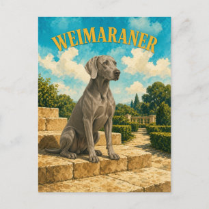 Weimaraner, Vintage Waterverf Honden Kunst Briefkaart