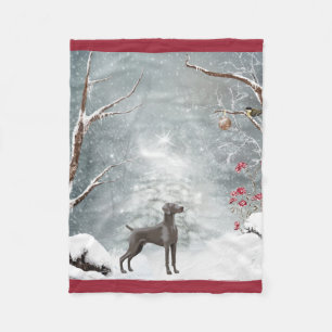 Weimaraner Winter Wonderland Fleece Blanket "30x40 Deken