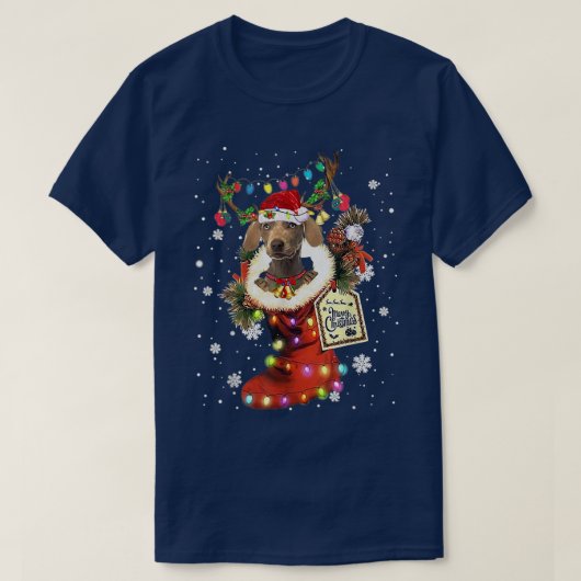 Weimaraner Xmas - Kerstmis: Wintersneeuw T-shirt (Design voorkant)