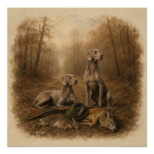 Weimaraner – Zilveren Geest Jager Perfect Poster