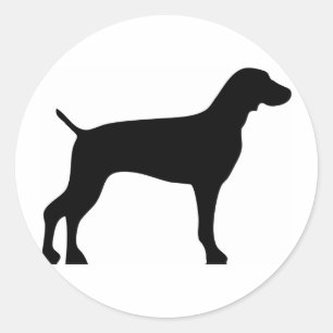 weimaraner-zwart ronde sticker