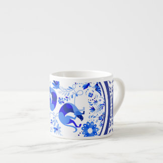 Weimaraners, Konijnen en Vogels Otomi Blauw & Wit Espresso Kop