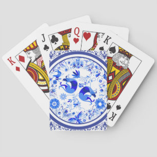 Weimaraners, Konijnen en Vogels Otomi Blauw & Wit Pokerkaarten