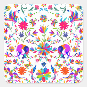 Weimaraners,Konijnen, Insecten & Vogels Otomi patr Vierkante Sticker