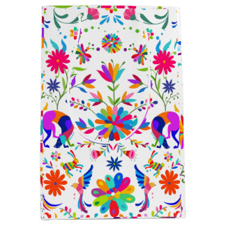 Weims, Konijnen, & Vogels Otomi gestyleerd patroon Medium Cadeauzakje