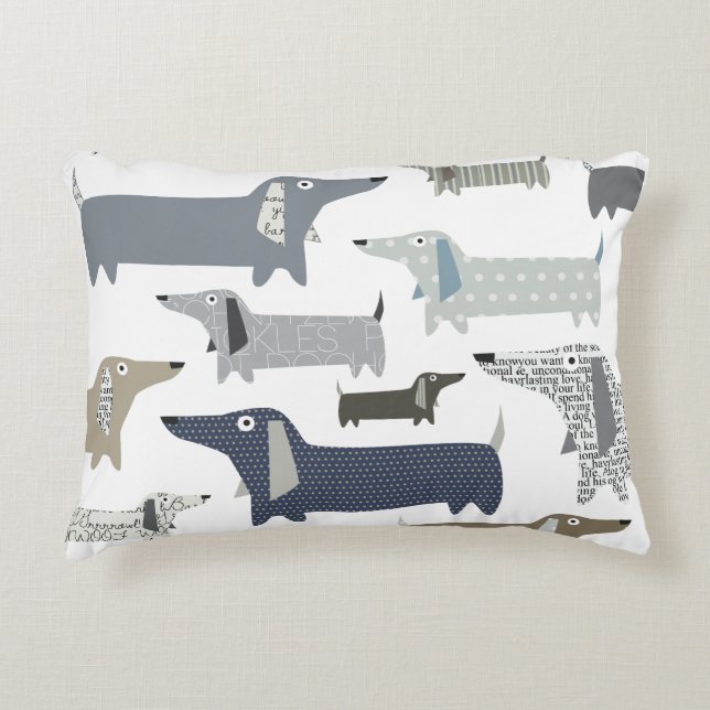 Weiner Dog Pattern Pillow Decoratief Kussen (Voorkant)