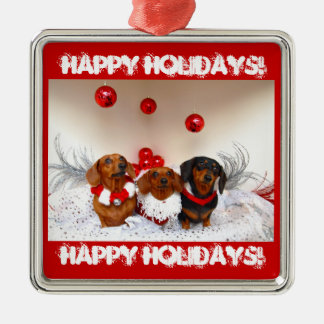 Weiner Dog Prettige feestdagen! Metalen Ornament