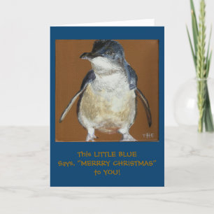 Weinig Blauwe Kerstkaart van de Pinguïn Feestdagen Kaart