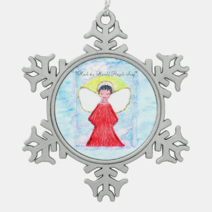 "Weinig Bruine Engel schittert" sneeuwvlokornament Tin Sneeuwvlok Ornament