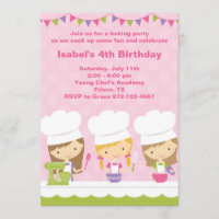 Weinig Chef Baking Birthday Party uitnodigingen