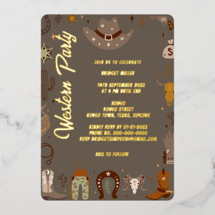 weinig genderneutraal western BBQ feest Folie Uitnodiging