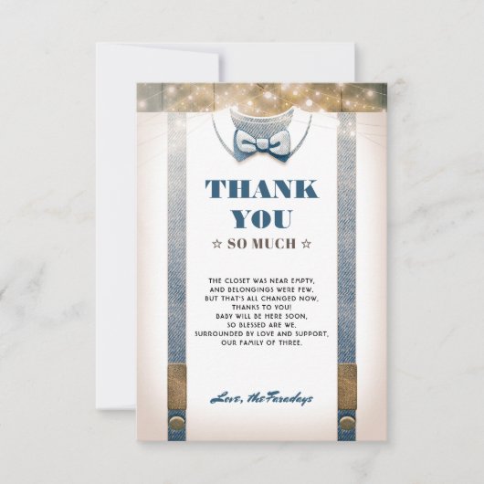 Weinig Man Baby shower | Rustiek land Dank u Kaart (Voorkant)