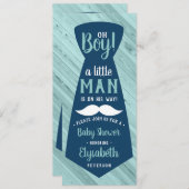 Weinig Man Baby shower Uitnodiging, Stropdas, Mari Kaart (Voorkant / Achterkant)