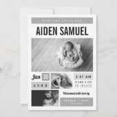 Weinig Man Fotocollage geboorteaankondiging Aankondiging (Voorkant)