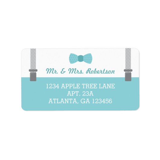 Weinig Man retouradressetiket, Aqua en Grijs Etiket (Voorkant)