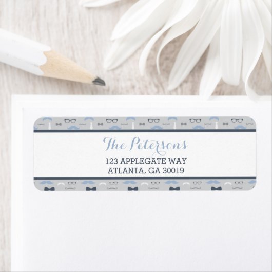 Weinig Man retouradressetiket, blauw en grijs Etiket (Insitu)