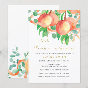 Weinig Peach Gender Neutral Baby shower Invitation Kaart