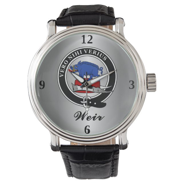 Weir Clan Badge gepersonaliseerd Horloge (Voorkant)