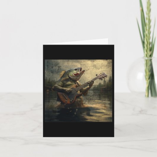 Weird B Fish Playing B Guitar Funny Cursed Meme Kaart (Voorkant)