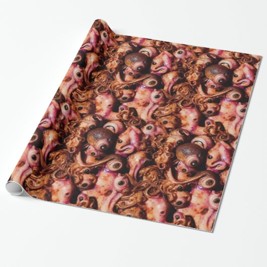 Weird Creepy Abstract Alien Meat and Eyeball Cadeaupapier (Uitgerold)