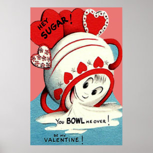 Weird Cute Funny Sugar Bowl Heart Valentijn Poster