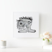 Weird Fantasy Creature Tekening Vierkante Klok (Huis)