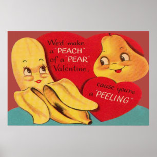 Weird Funny Banana Pear Appel Valentijn Poster