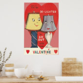 Weird Funny Lamp Light Heart Valentijn Poster (Keuken)