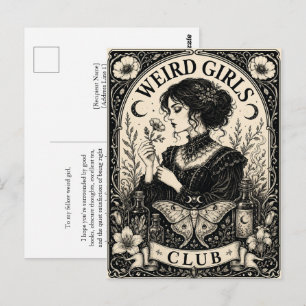 Weird Girls Club Gotische Art Nouveau-prentbriefka Briefkaart