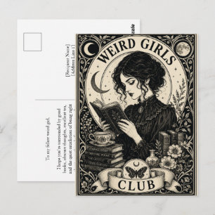 Weird Girls Club Gotische Art Nouveau-prentbriefka Briefkaart